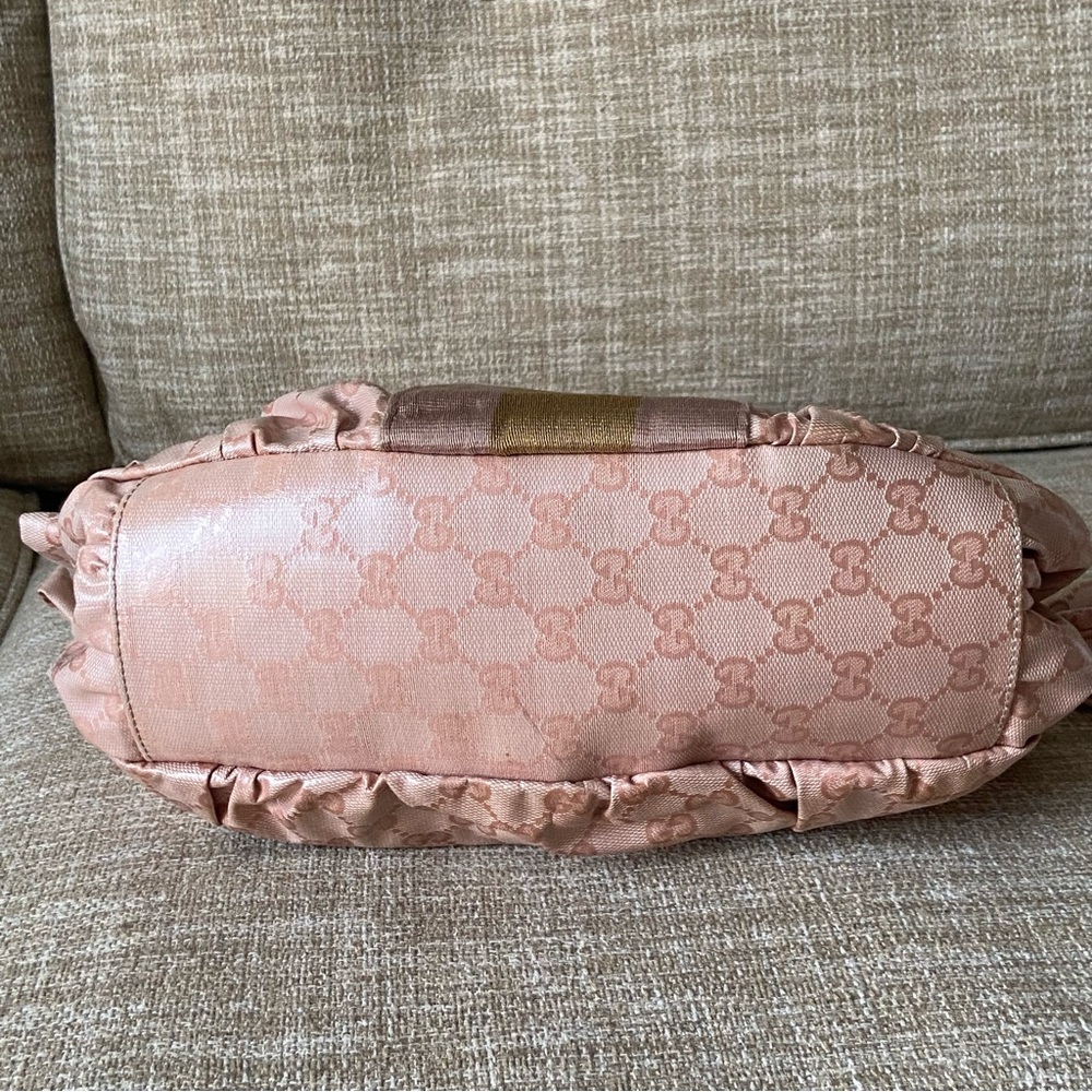 Gucci pink GG crystal coated canvas horsebit web hobo shoulder bag bow tie - Picture 4 of 16